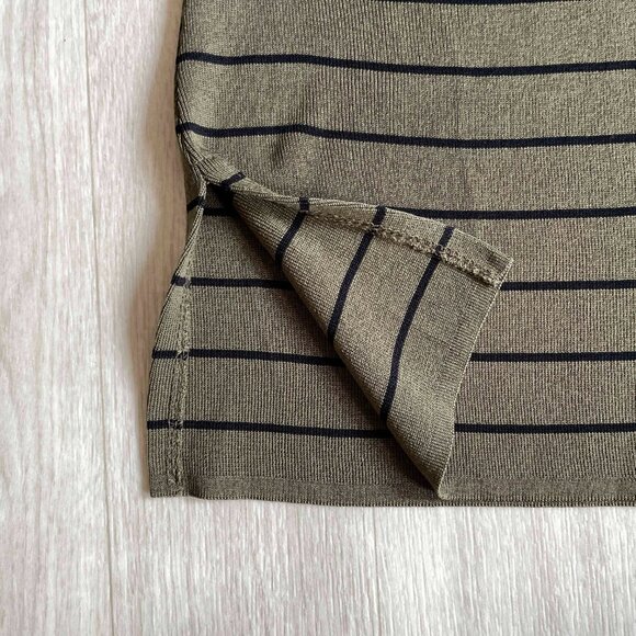 Misook Scoopneck Classic Acrylic Knit Tank Top Olive Black Stripe Size XL - Picture 3 of 5